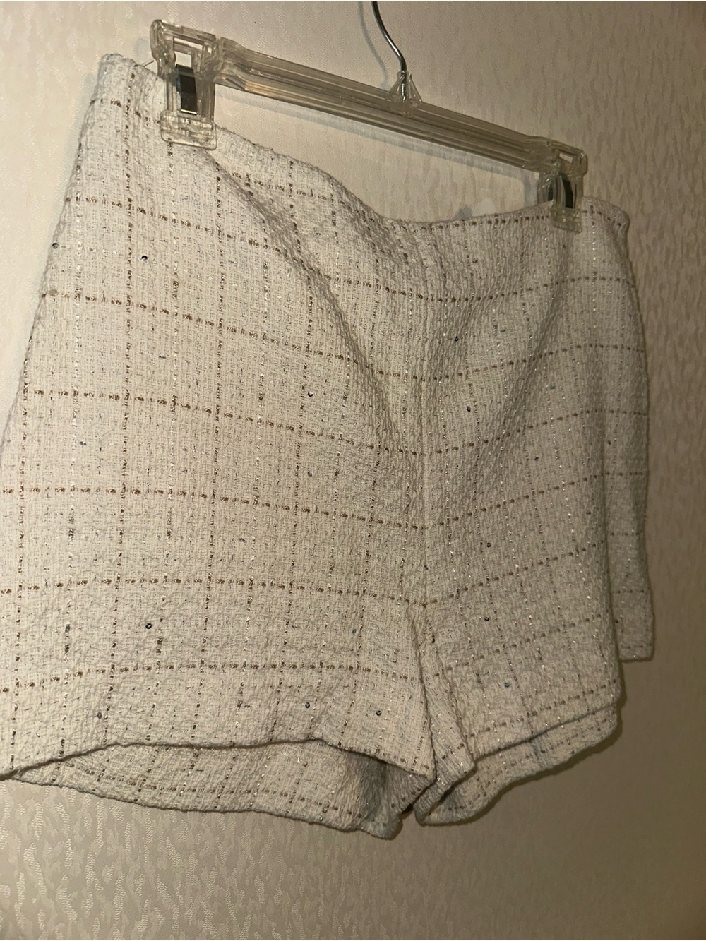 Zara Cream Tweed High-Waist Shorts
